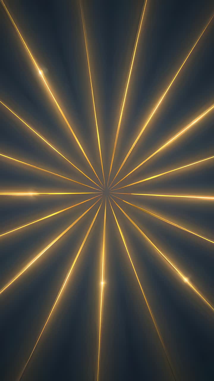Vertical video: Rotating radial golden rays pulsing outward on start at center vignette with glints
