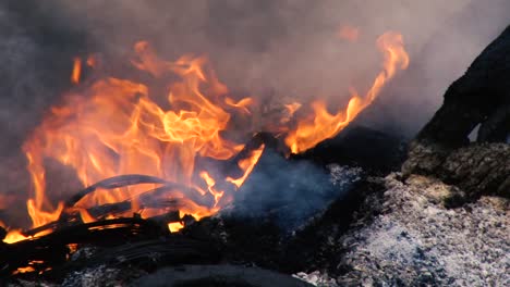 close up footage burning tire 1080p