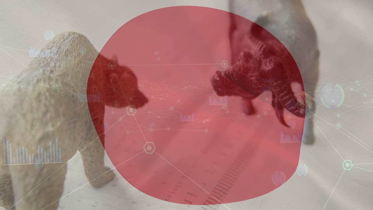 연결 네트워크의 애니메이션과 숫자가 바뀌고  ⁇ 과 황소와 일본 국기가 흔들리고 있습니다.