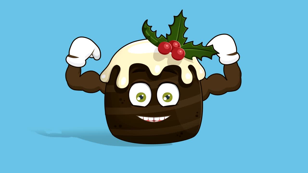 만화 크리스마스 케이크 파워 근육 얼굴 애니메이션 알파 매트