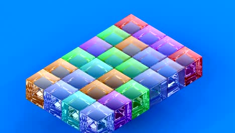 glass isometric block assembly 3d minimal motion design simple geometric forms 4k