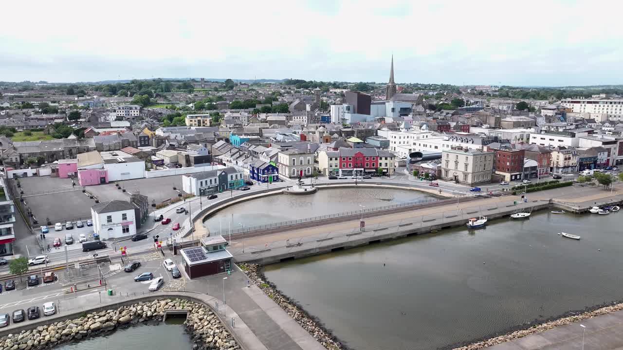 Aerial view of Wexford, Ireland seaside showing scenic coastal town