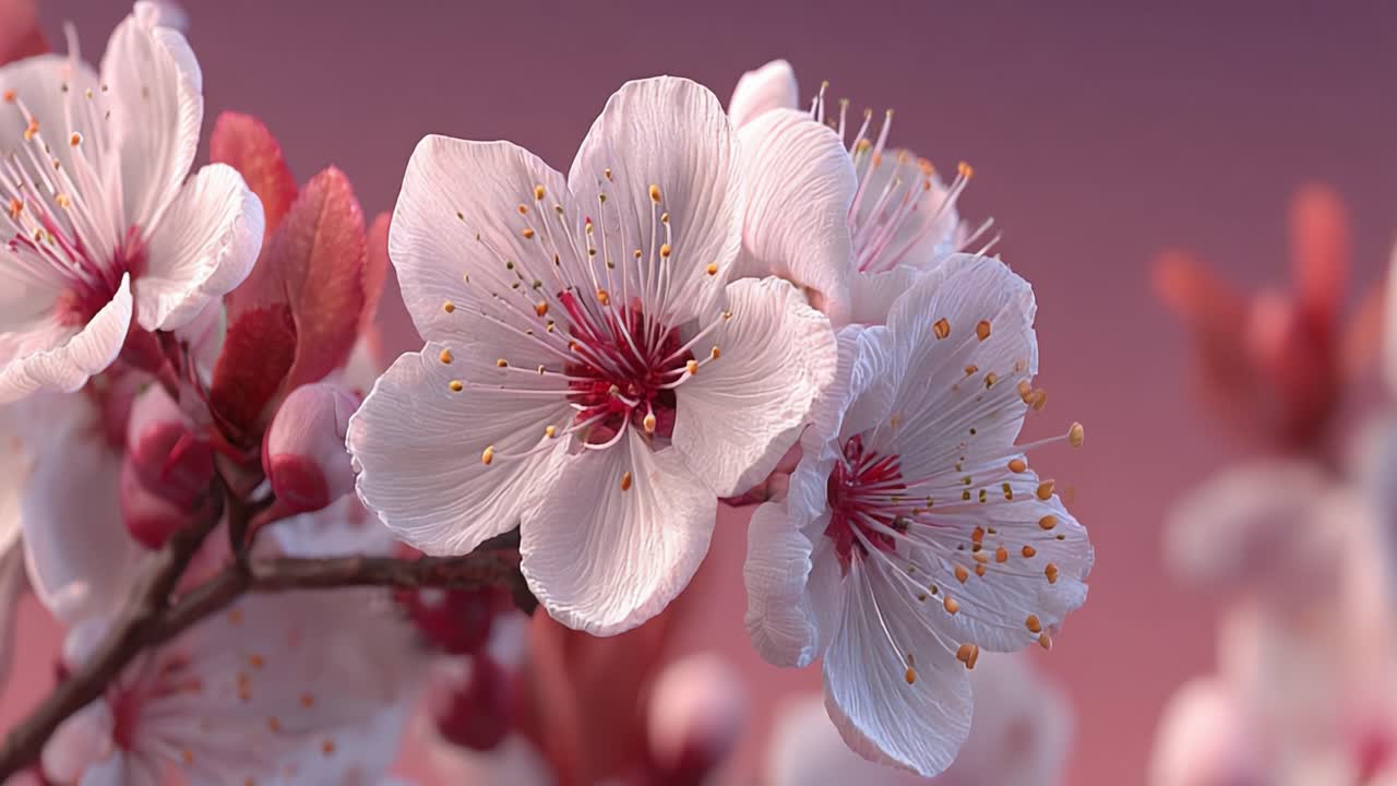 Blooming Cherry Blossoms: A Lush Display of Nature's Beauty Captured in Delicate Petals and Vibrant Colors Amongst an Enchanting Background