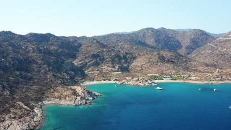 aerial view of lux villa with private beach in ios island