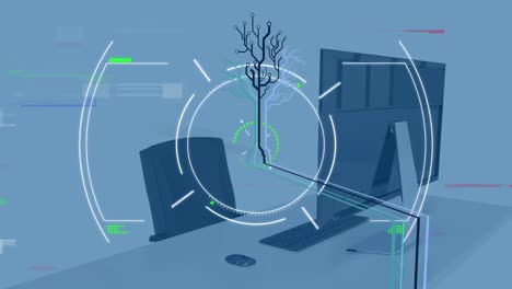 Animation-of-interference-and-scope-scanning-over-empty-office