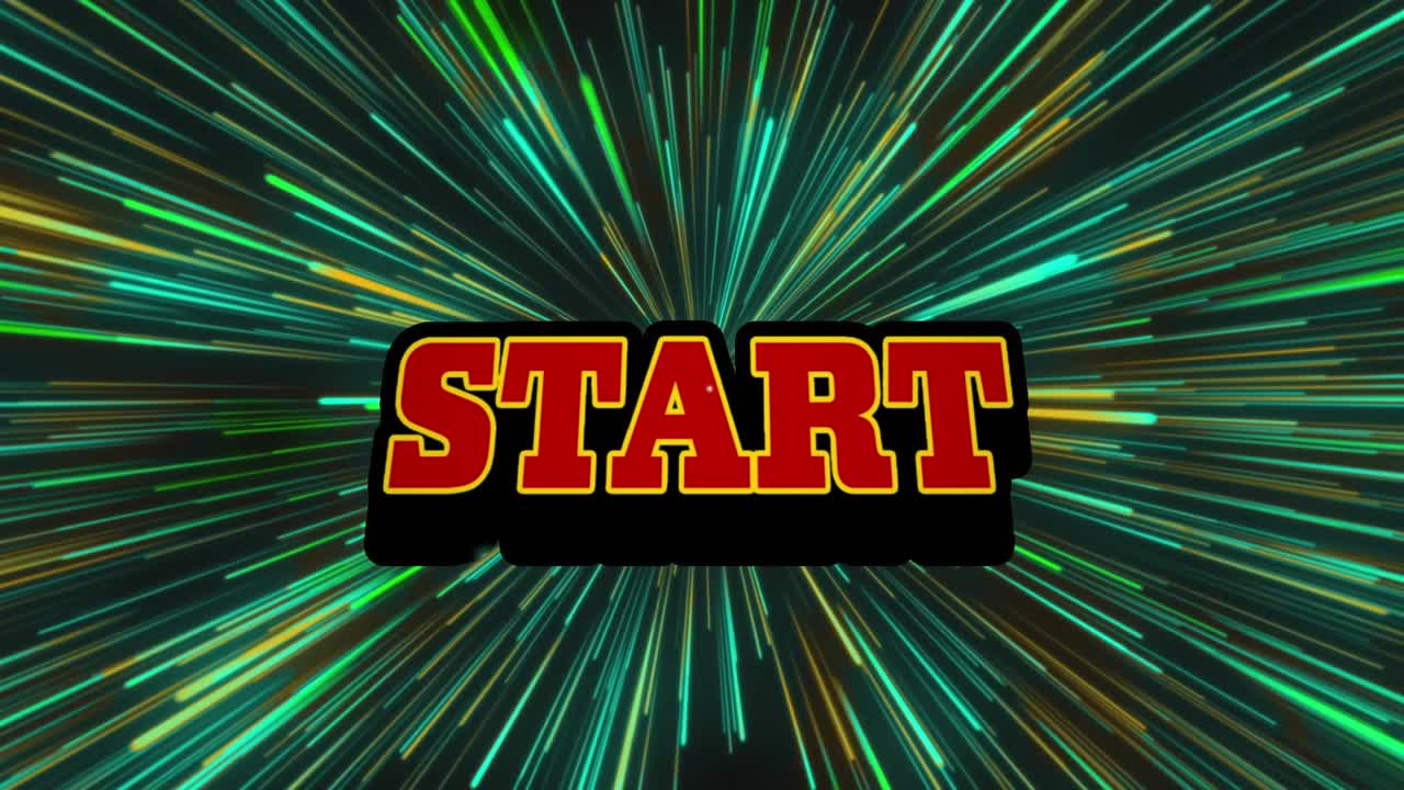 Animation of start text over neon light trails
