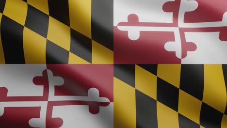 3d waving flag of us state maryland. national flag in wind background. 4k realistic seamless loop animated video clip