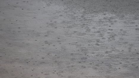 progression of rain intensity on a concrete ground