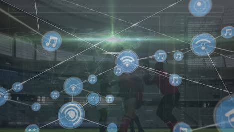 animación de la red de conexiones entre diversos jugadores de rugby masculinos