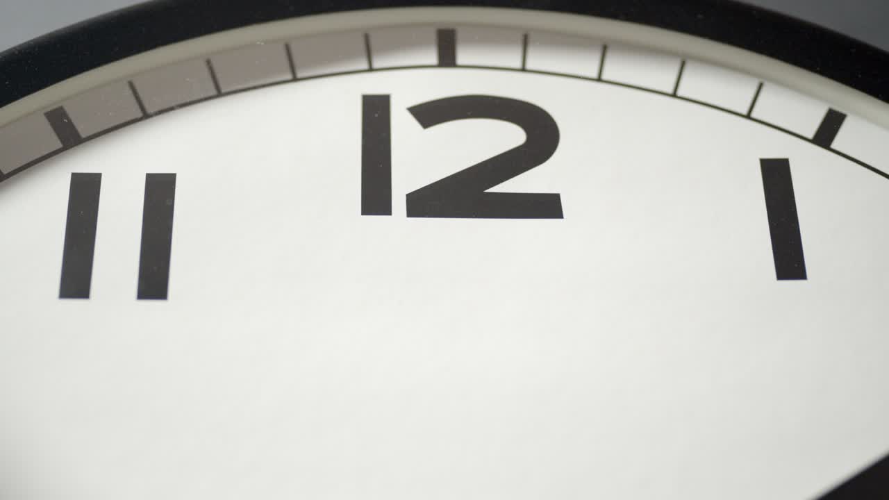 White Clock Face Close Up in Time Lapse on White Wall