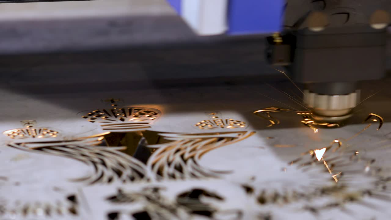 CNC Laser cutting of metal, modern industrial technology.