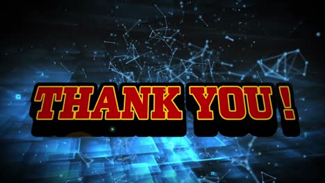 animation of thank you in digital abstract space with constellations