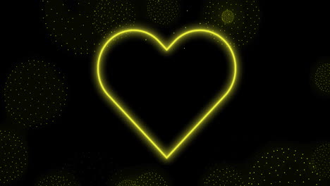 animación de corazones sobre formas en fondo negro