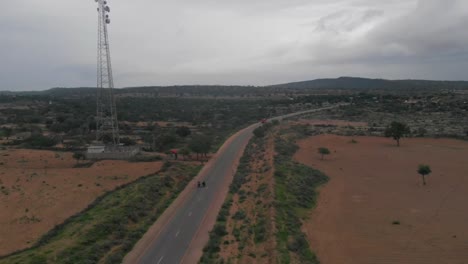 Drone-capture-the-two-racing-in-the-highway