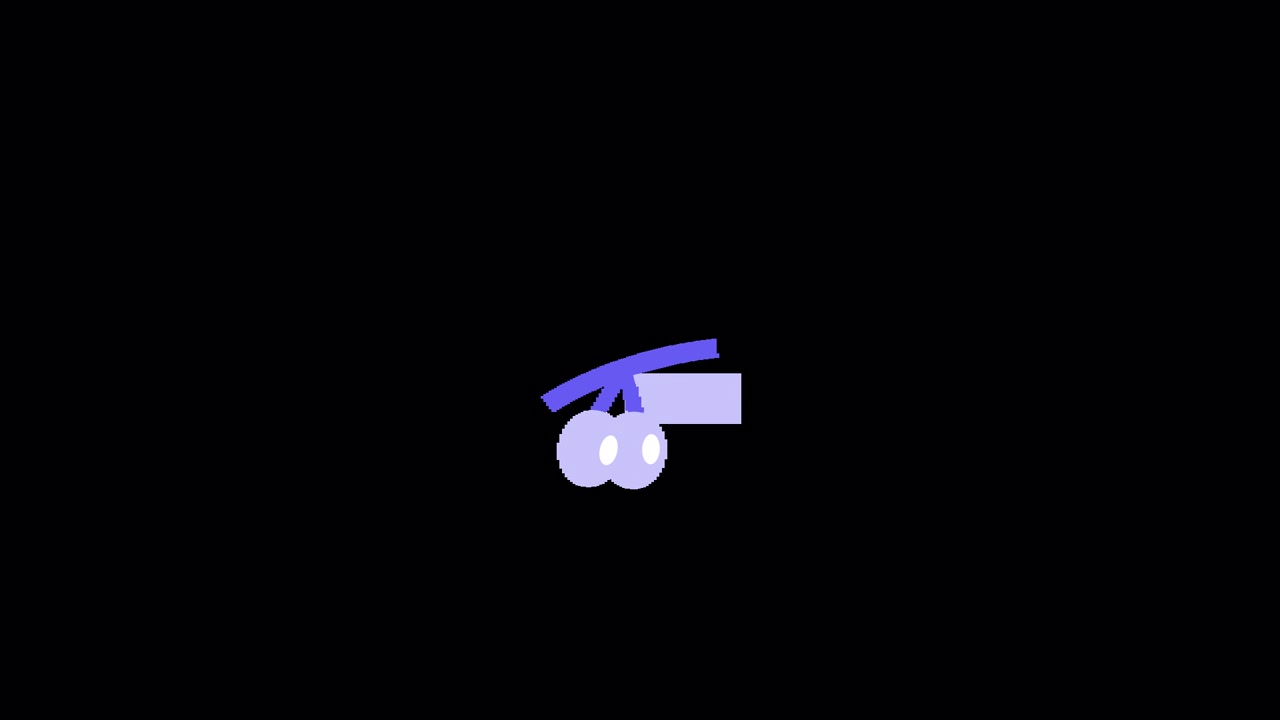 Icono animado minimalista de cereza sobre fondo negro
