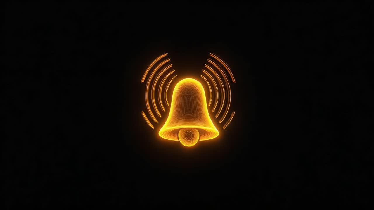 An Animated Illustration of a Vibrating Bell Signaling Alerts, Featuring a Bright Orange Color Against a Black Background, Ideal for Notifications and Attention-Grabbing Alerts