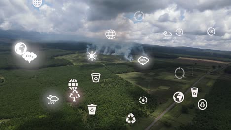 drone view- africa forest- kenya and tanzania-bush fire on slopes of mount kilimanjaro loitokitok kenya