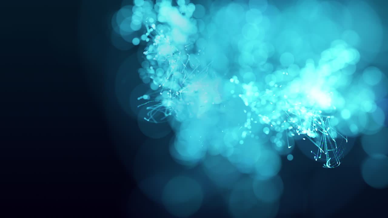 추상 과학 기술 배경 빛 푸른 디지털 입자 보케 파동 움직임 검은색 미래의 포인트 파동 빅 데이터 4k 3d 렌더링 추상 디지털 파동 애니메이션 기술 비즈니스 프레젠테이션