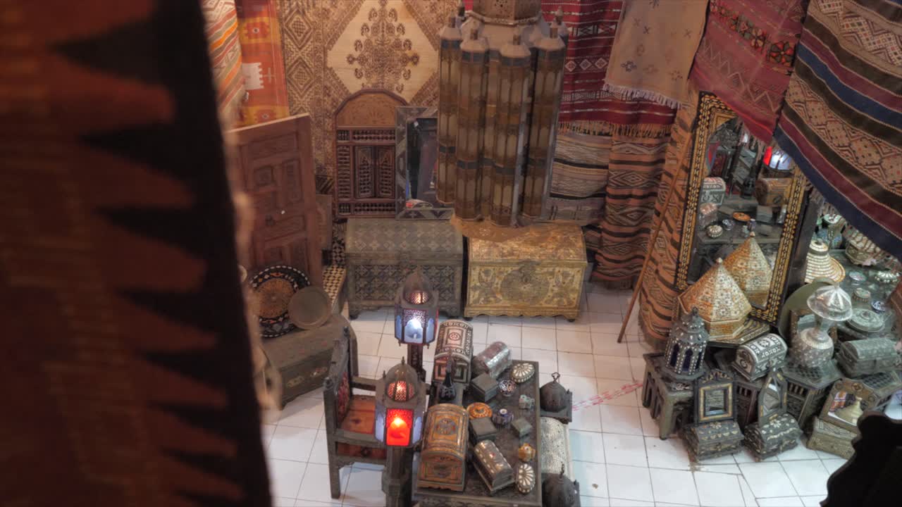 Traditional arabic handcrafted colorful decorated ornament in Eastern market.