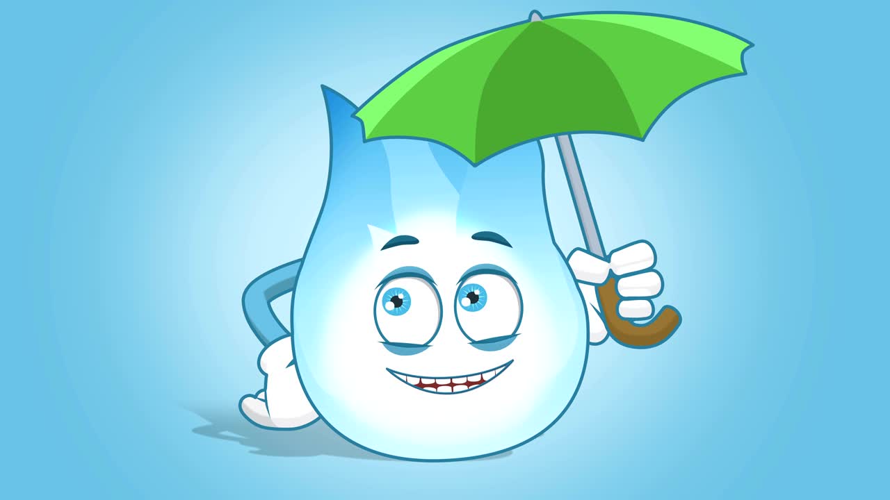 llama de gas de dibujos animados bajo paraguas con animación facial alfa mate