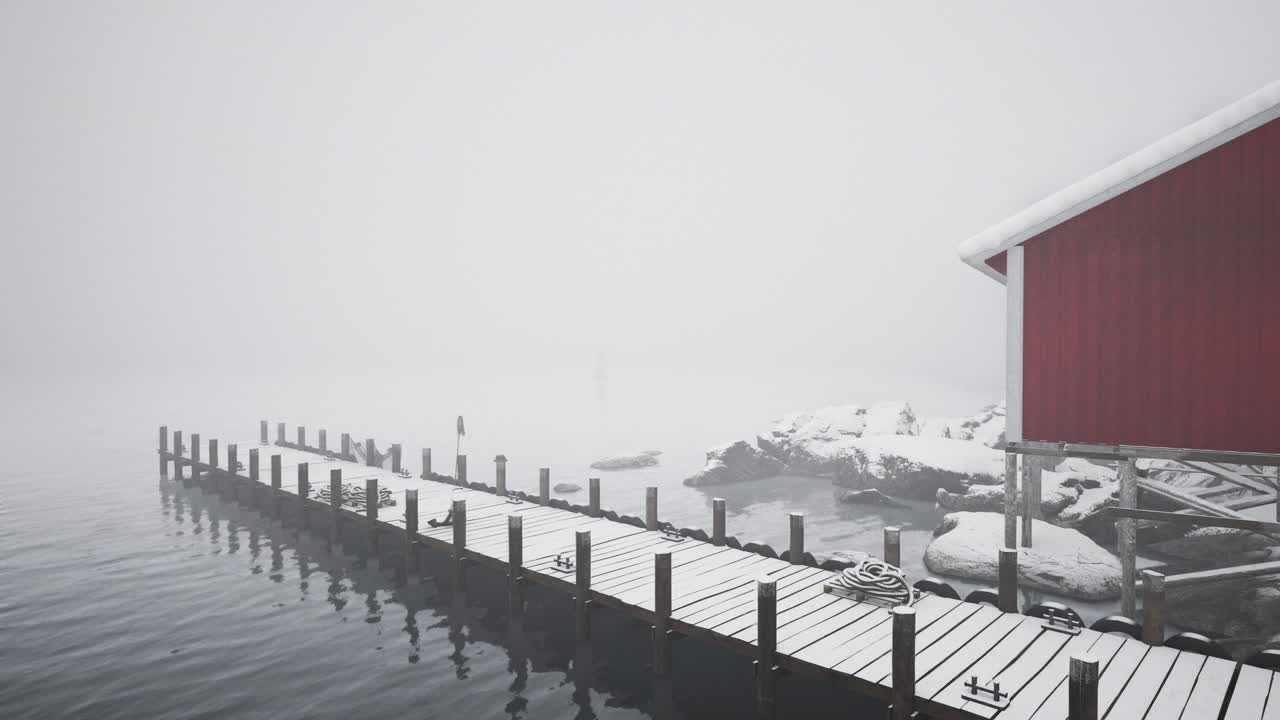 안개 속 의 눈 인 항구