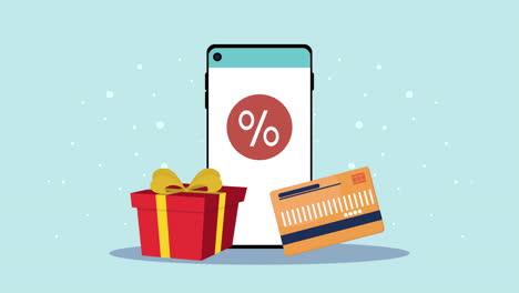 smartphone with gift and credit card ecommerce