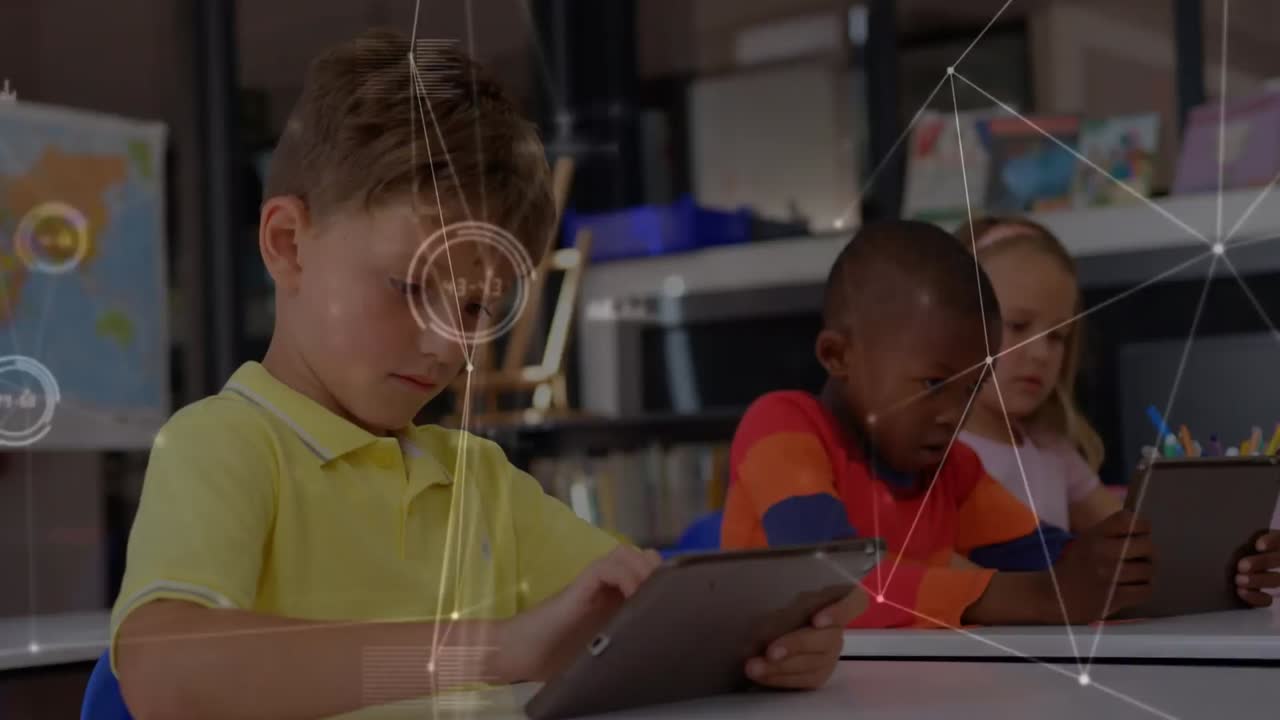 Animation of network of connections over diverse group of students using technology