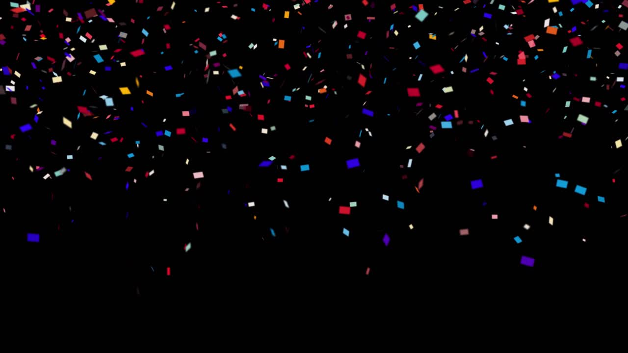 Coriandoli colorati in caduta su sfondo nero