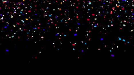 colorful confetti falling downover black background