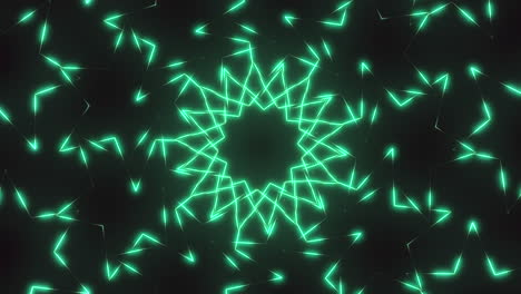 the image displays a futuristic and technological-themed circular pattern created from glowing green lines organized in a spiral formation, with the central spot as the focus