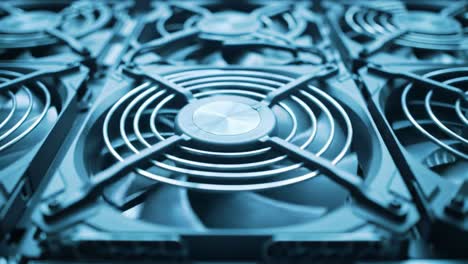 close-up view of computer fans