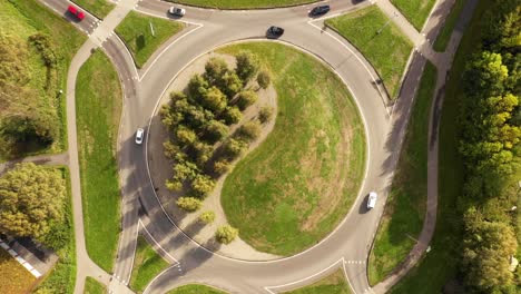 aerial view of yin yang shaped roundabout