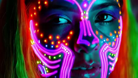 woman with neon face paint