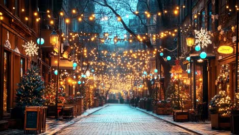 festive christmas street with lights