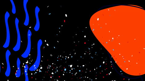 Animation-of-confetti-and-flag-of-france-colours-on-black-background