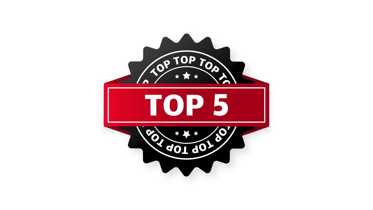 5. beste top ten-liste auf weißem hintergrund. bewegungsgrafiken.