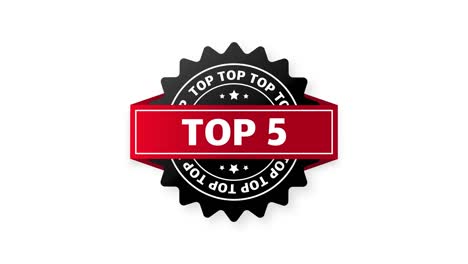 top 5. best ten list on white background. motion graphics.