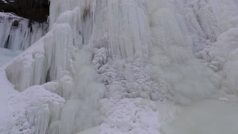 frozen waterfall on a cold day during the polar vortex