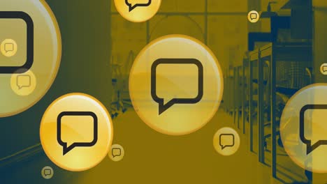 Animation of moving icons over office