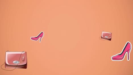 Animation-of-ootd-text-shoes-and-handbags-on-orange-background