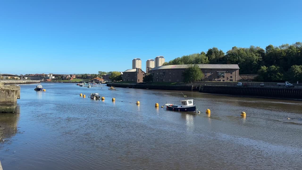 Sunny day river wear boats sunderland north east england uk