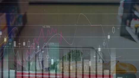 Animation-Der-Finanzdatenverarbeitung-über-Einkaufswagen