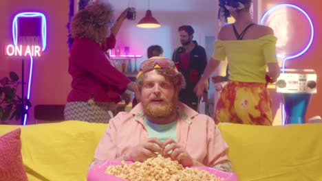 friends enjoying a movie night party