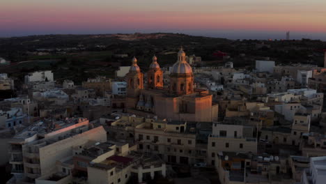 The-Parish-Church-Of-The-Assumption-Of-The-Blessed-Virgin-Mary-During-Sunset-In-Dingli,-Malta