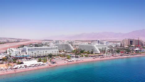 aerial view of eilat beach resort and red sea coastline