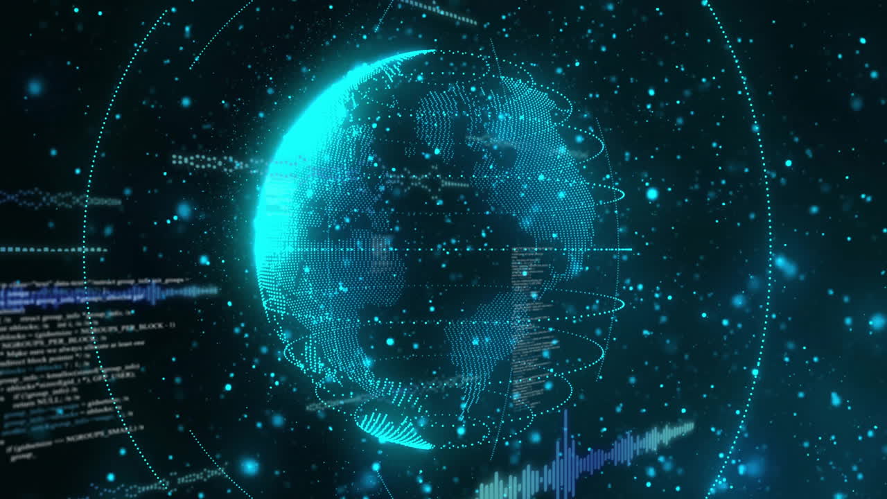 Animation of diagrams and data processing over globe