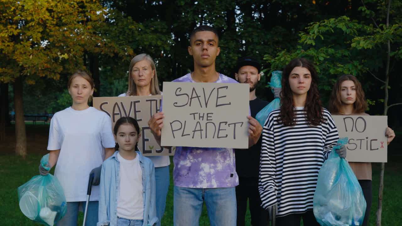 Group of people protesting to save the planet