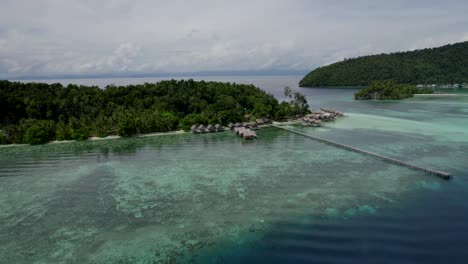 raja ampat aerial of the beach and reef on a hot sunny day