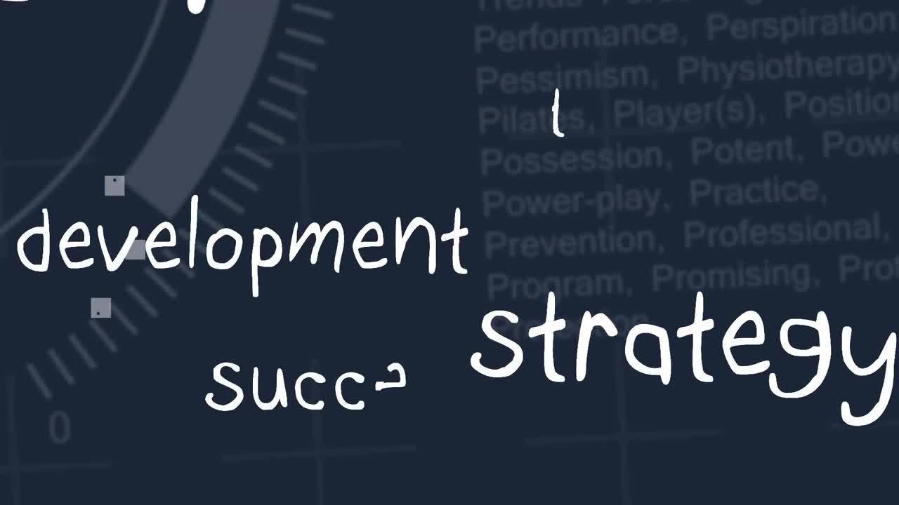 animación de procesamiento de datos y textos comerciales sobre fondo negro