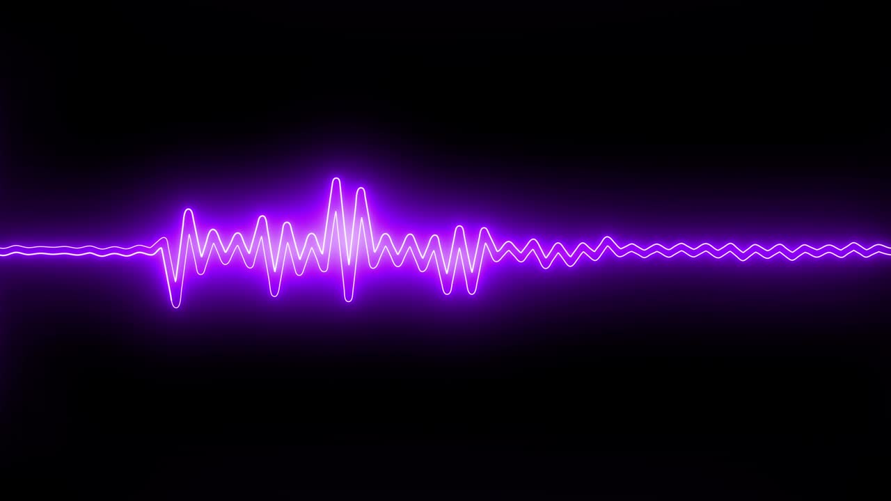 Abstract rhythm wave with purple graffiti sound frequency lines - looped